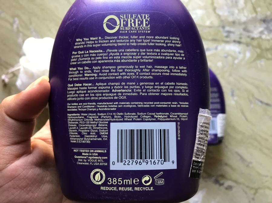 Organix Ogx Thick & full + biotin & collagen shampoo and conditioner